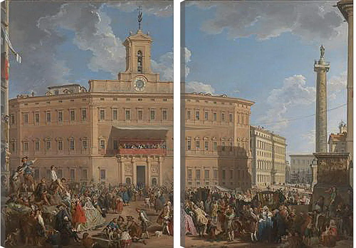 Модульная картина - The Lottery in Piazza di Montecitorio. Джованни Паоло Панини