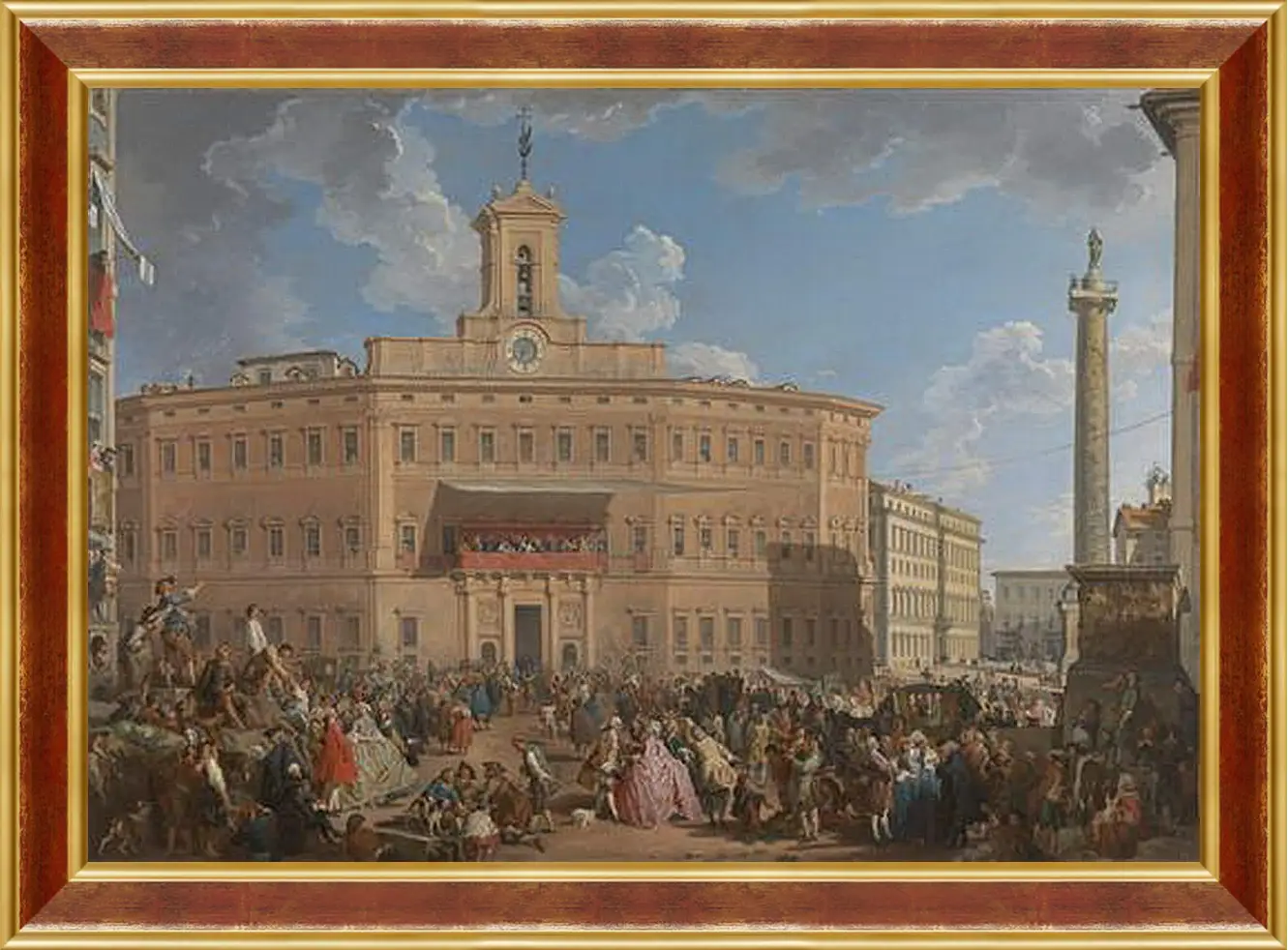 Картина в раме - The Lottery in Piazza di Montecitorio. Джованни Паоло Панини