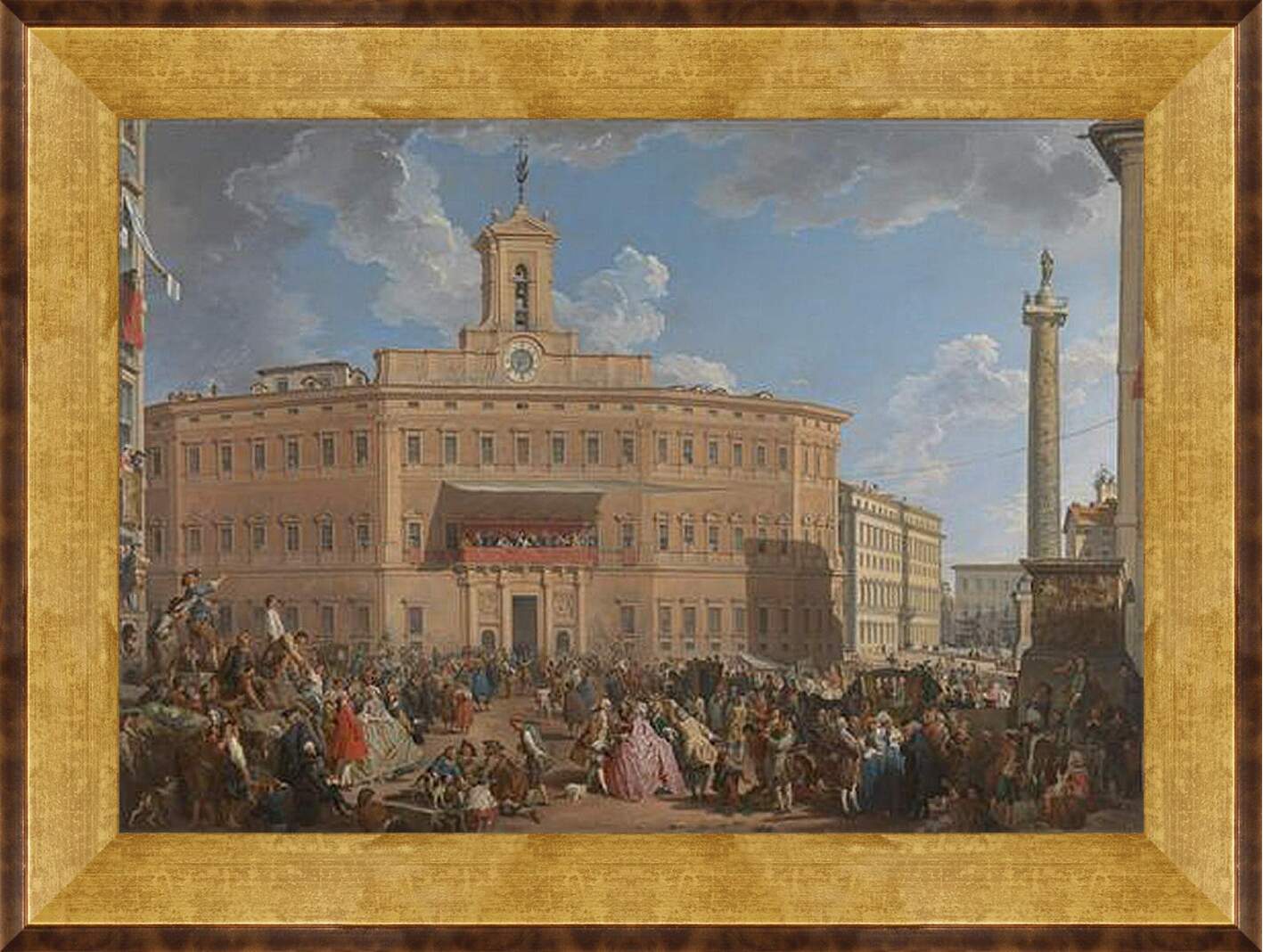 Картина в раме - The Lottery in Piazza di Montecitorio. Джованни Паоло Панини