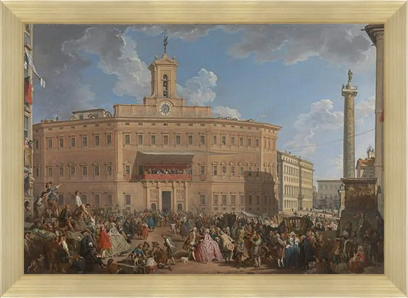 Картина в раме - The Lottery in Piazza di Montecitorio. Джованни Паоло Панини