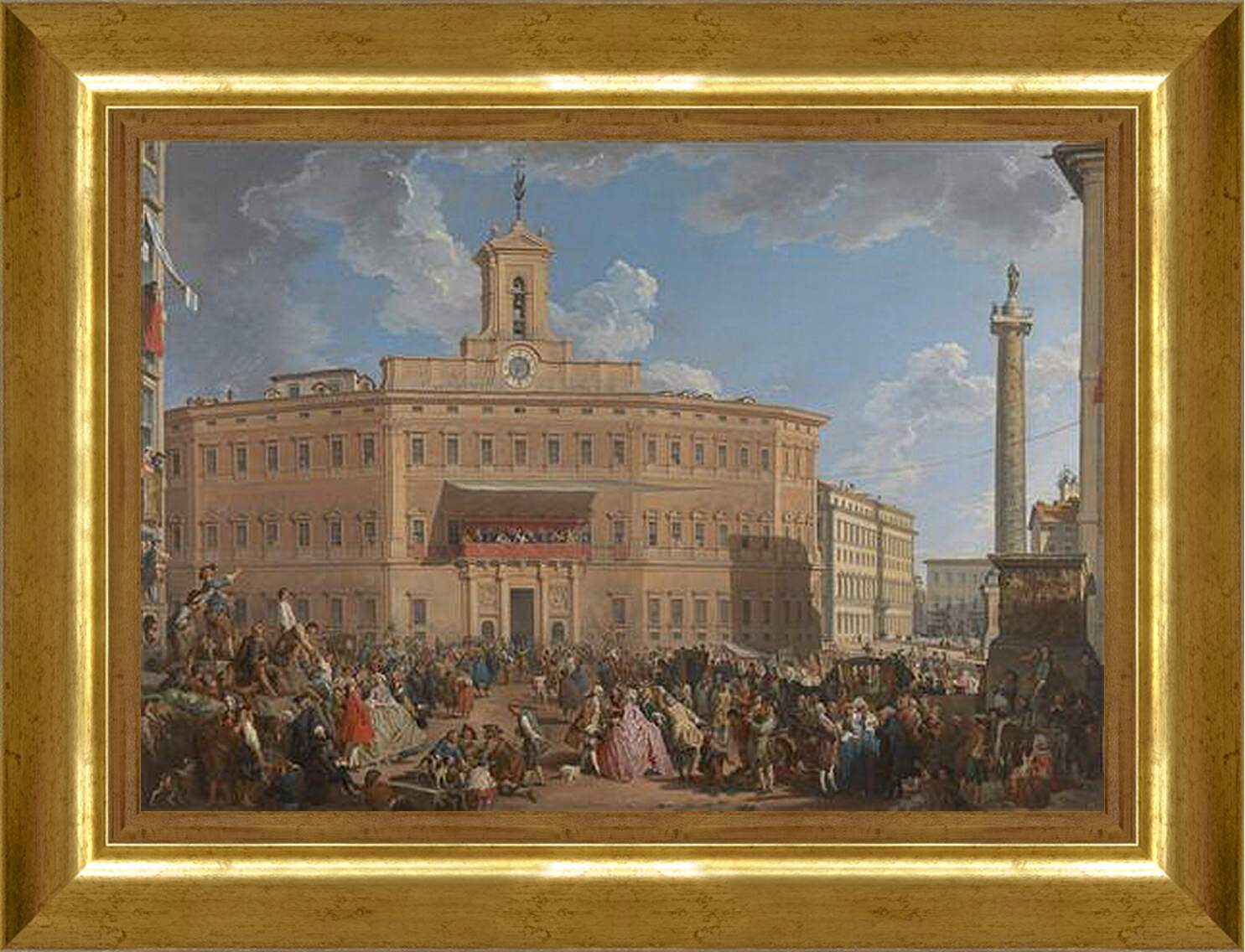 Картина в раме - The Lottery in Piazza di Montecitorio. Джованни Паоло Панини