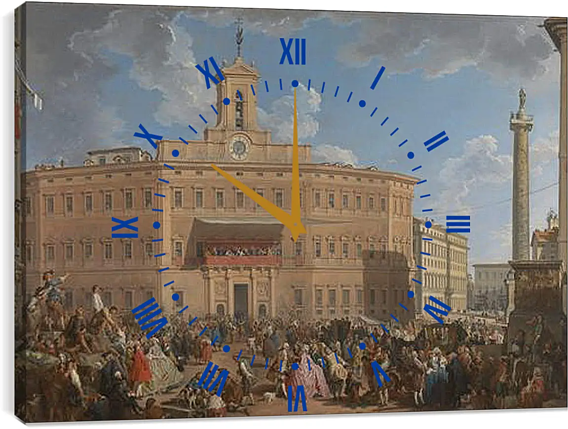 Часы картина - The Lottery in Piazza di Montecitorio. Джованни Паоло Панини