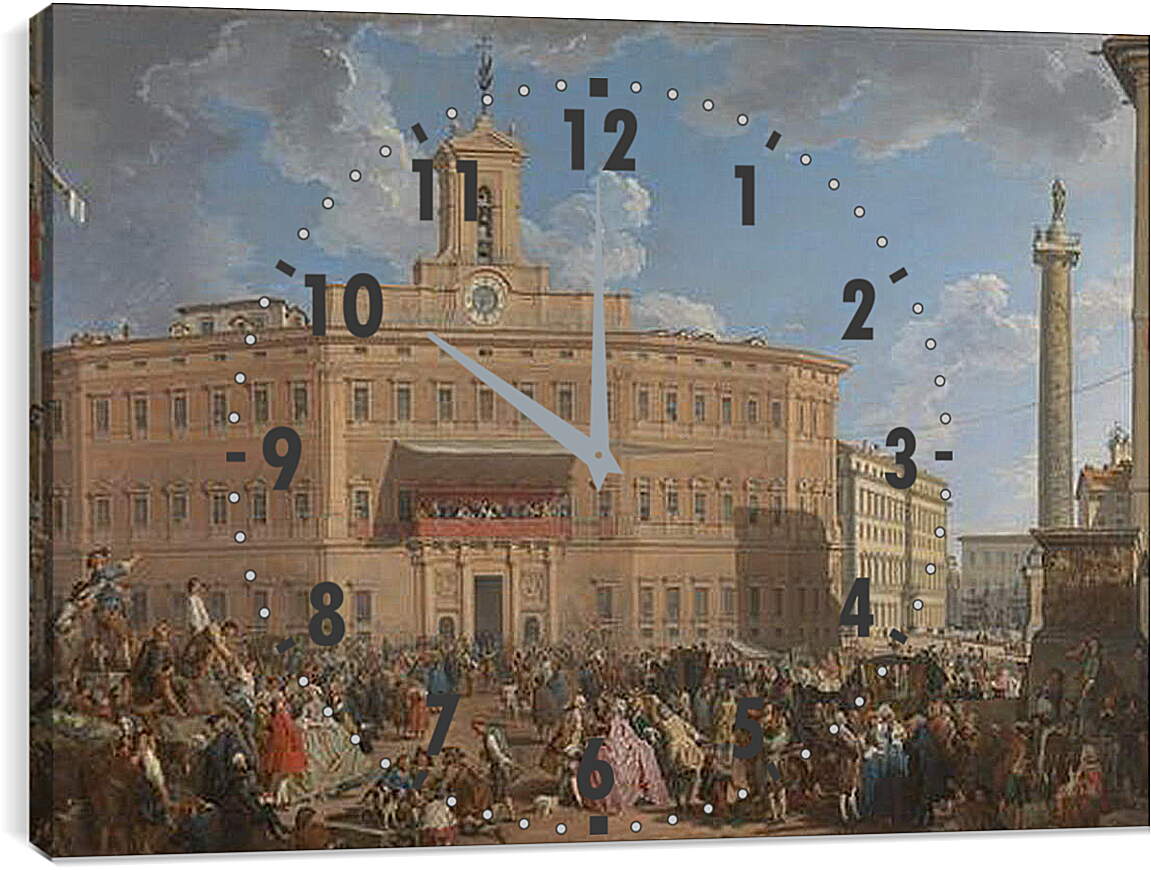 Часы картина - The Lottery in Piazza di Montecitorio. Джованни Паоло Панини
