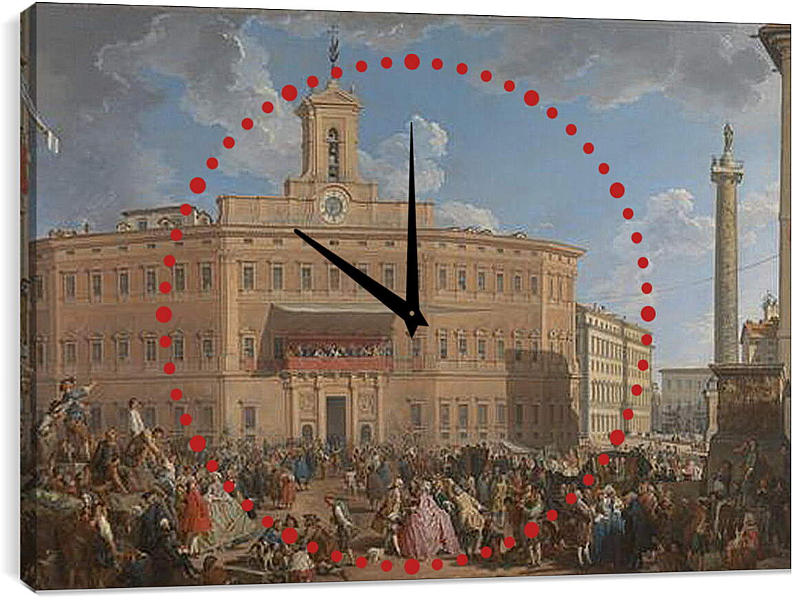 Часы картина - The Lottery in Piazza di Montecitorio. Джованни Паоло Панини
