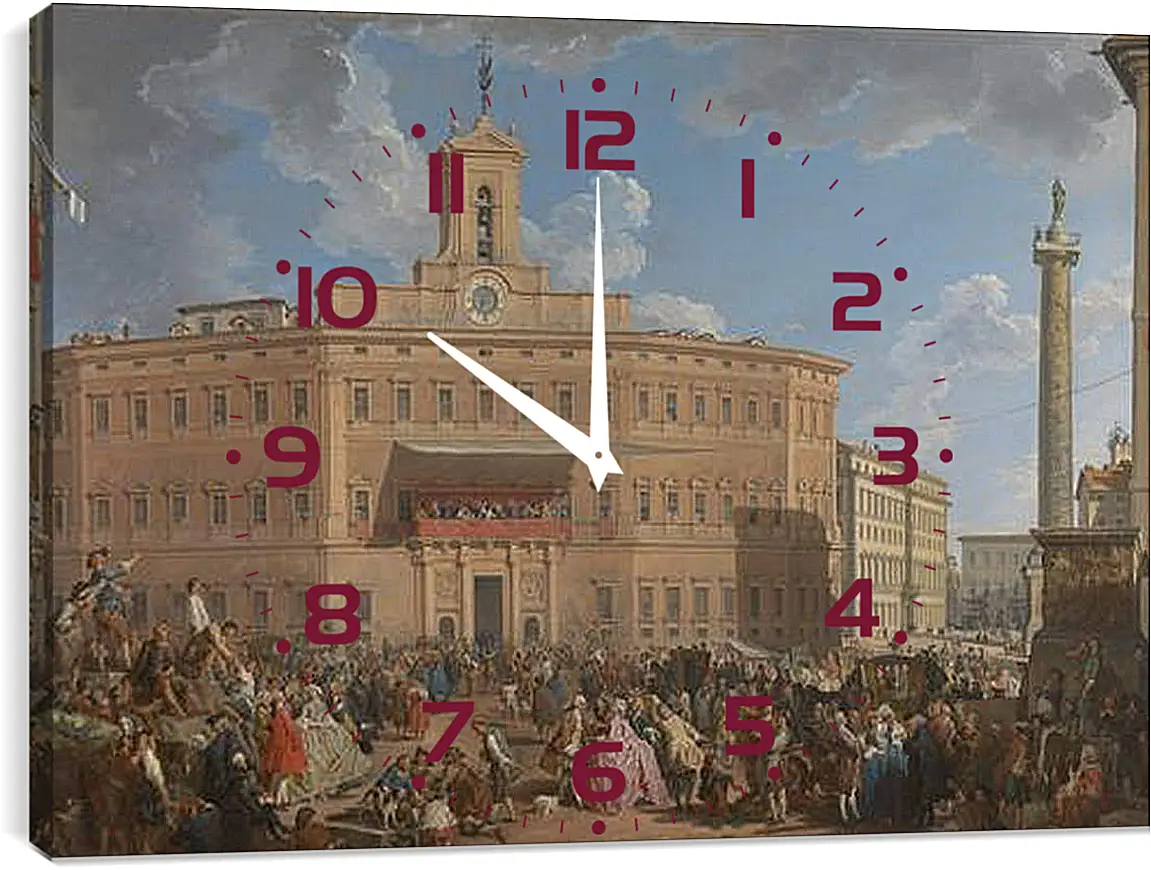 Часы картина - The Lottery in Piazza di Montecitorio. Джованни Паоло Панини