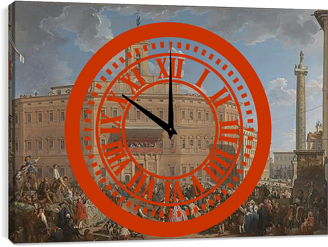 Часы картина - The Lottery in Piazza di Montecitorio. Джованни Паоло Панини