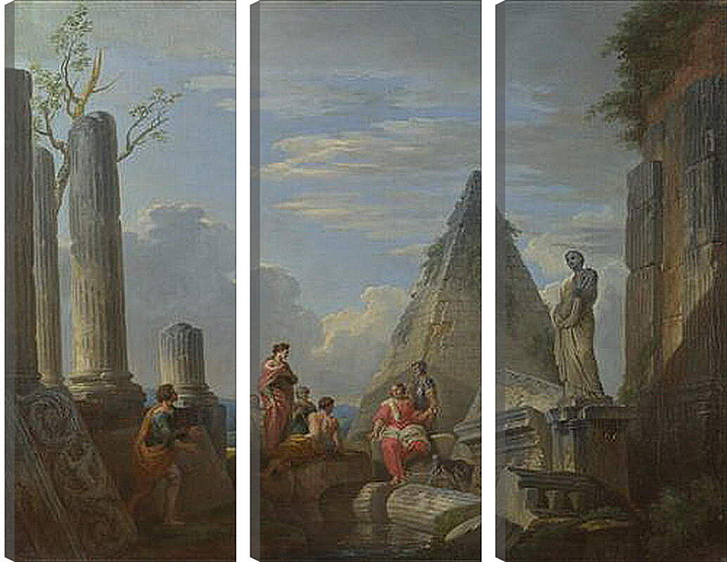 Модульная картина - Roman Ruins with Figures. Джованни Паоло Панини
