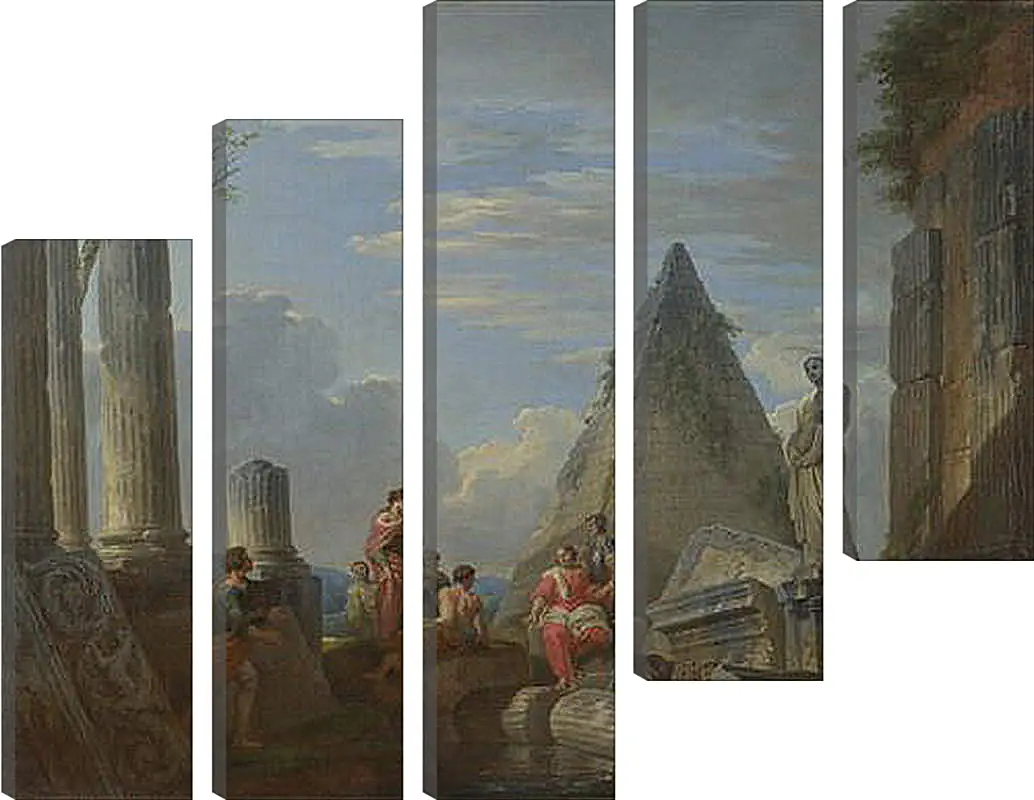 Модульная картина - Roman Ruins with Figures. Джованни Паоло Панини