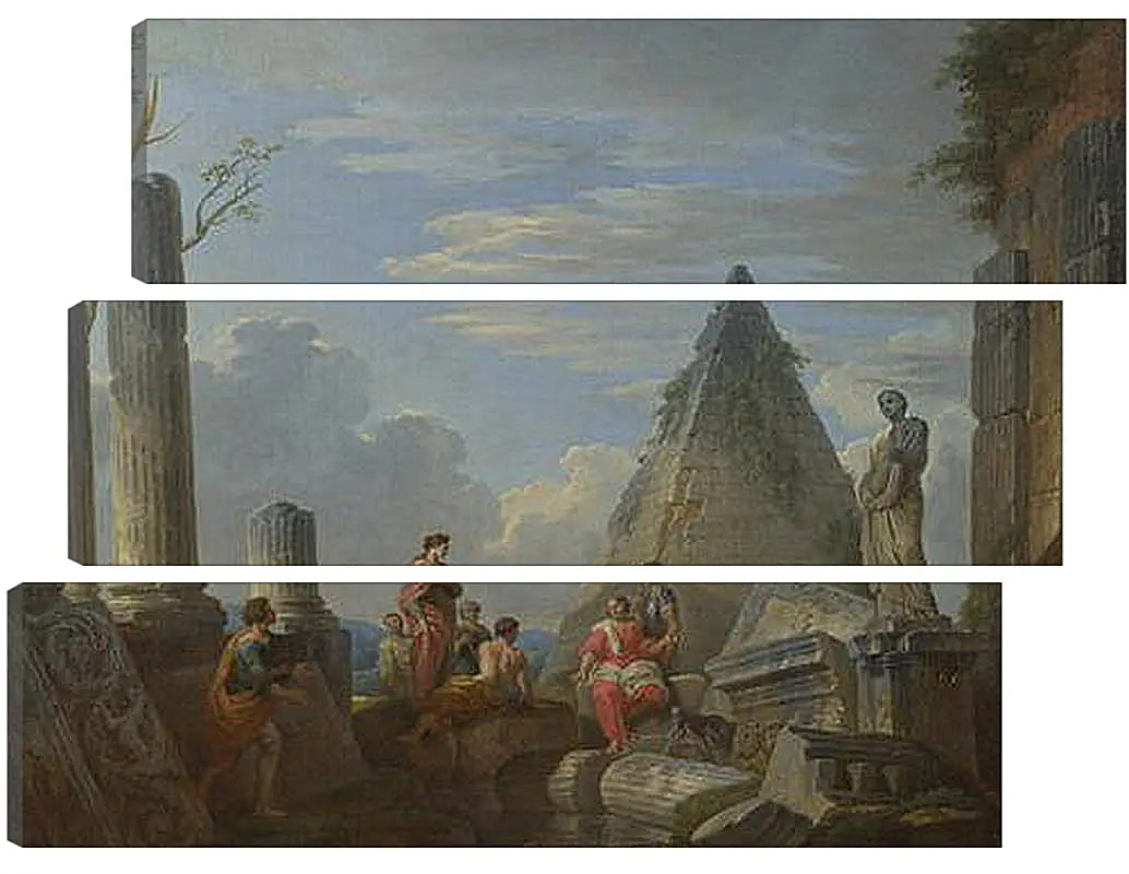 Модульная картина - Roman Ruins with Figures. Джованни Паоло Панини