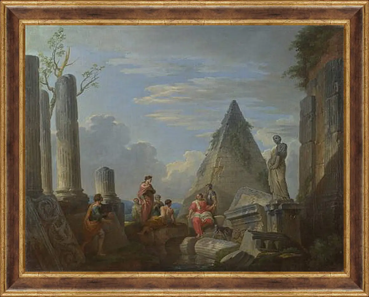 Картина в раме - Roman Ruins with Figures. Джованни Паоло Панини