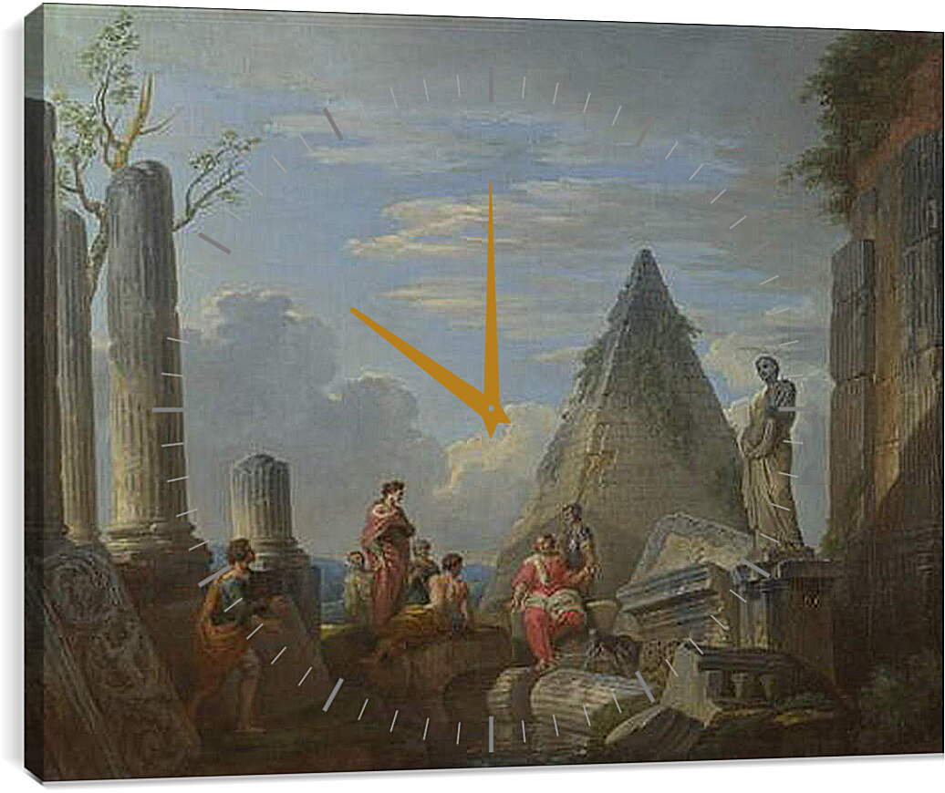 Часы картина - Roman Ruins with Figures. Джованни Паоло Панини
