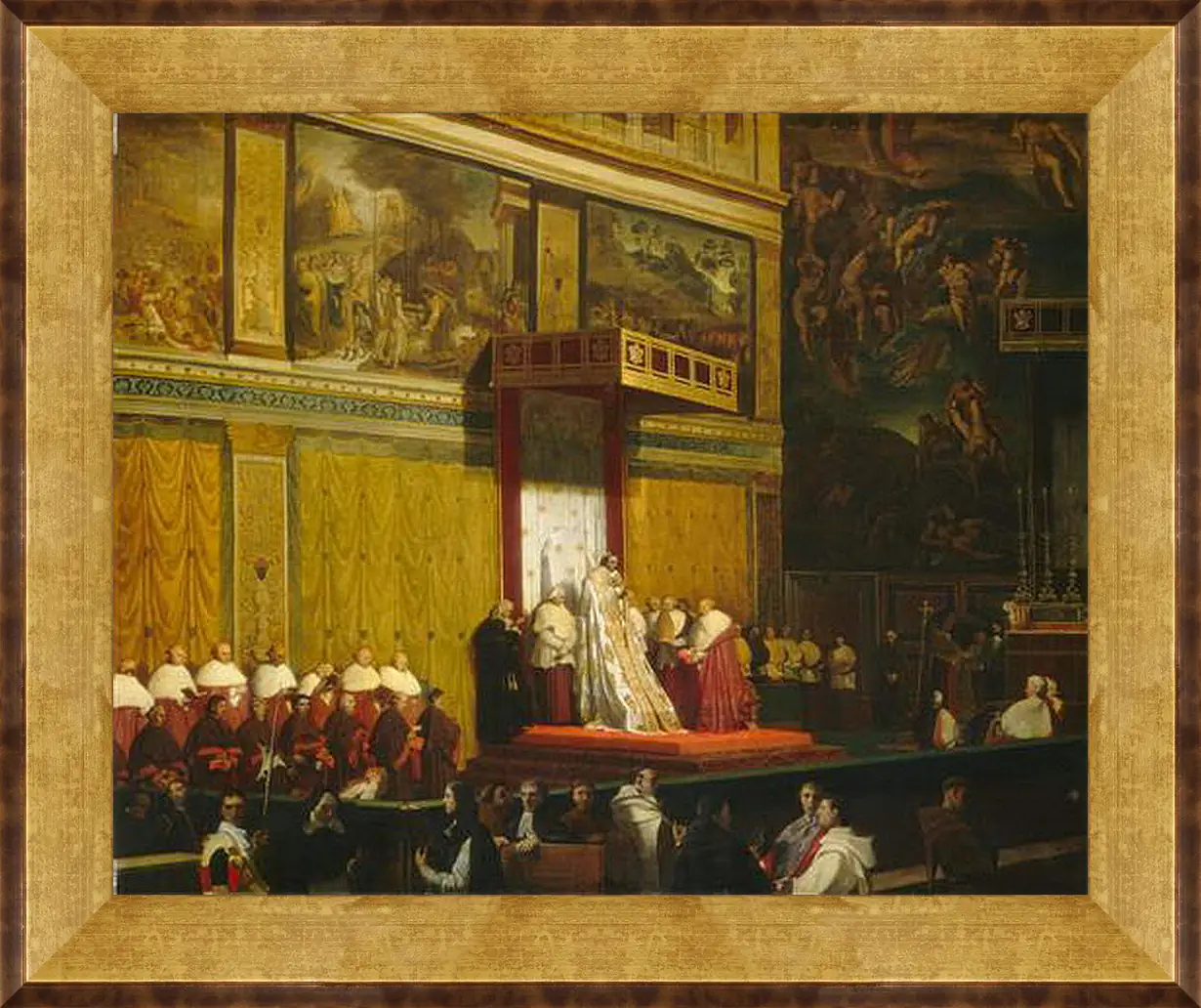 Картина в раме - Папа Пий VII В Сикстинской Капелле. Жан Огюст Доминик Энгр