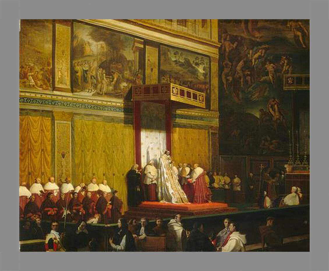 Картина в раме - Папа Пий VII В Сикстинской Капелле. Жан Огюст Доминик Энгр
