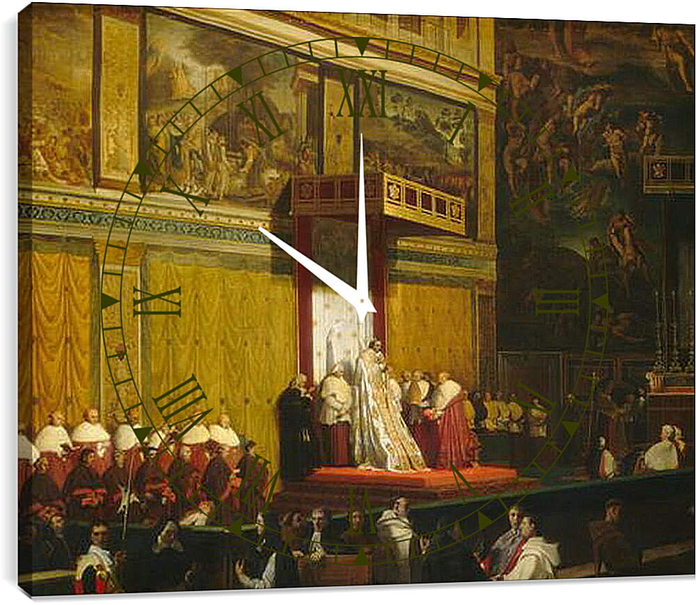 Часы картина - Папа Пий VII В Сикстинской Капелле. Жан Огюст Доминик Энгр
