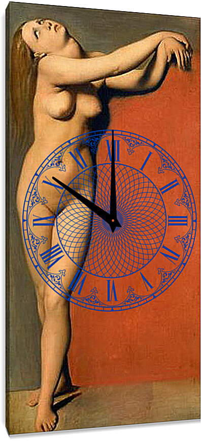 Часы картина - Роже, Освобождающий Анжелику (этюд Анжелики). Жан Огюст Доминик Энгр
