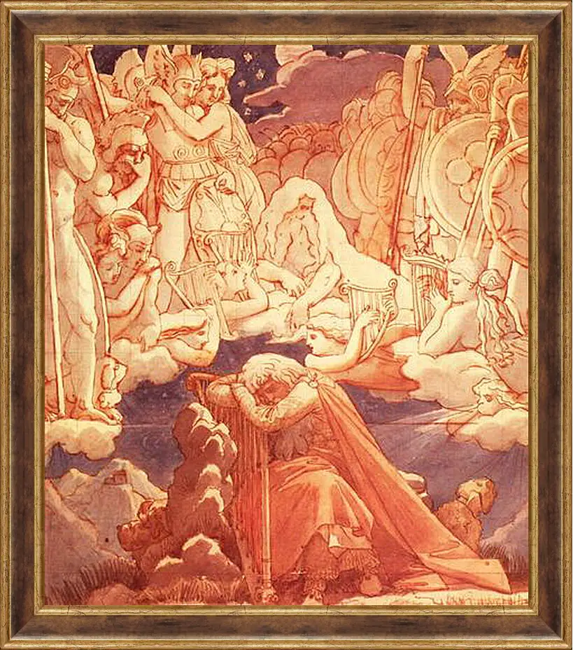 Картина в раме - The Dream of Ossian. Жан Огюст Доминик Энгр