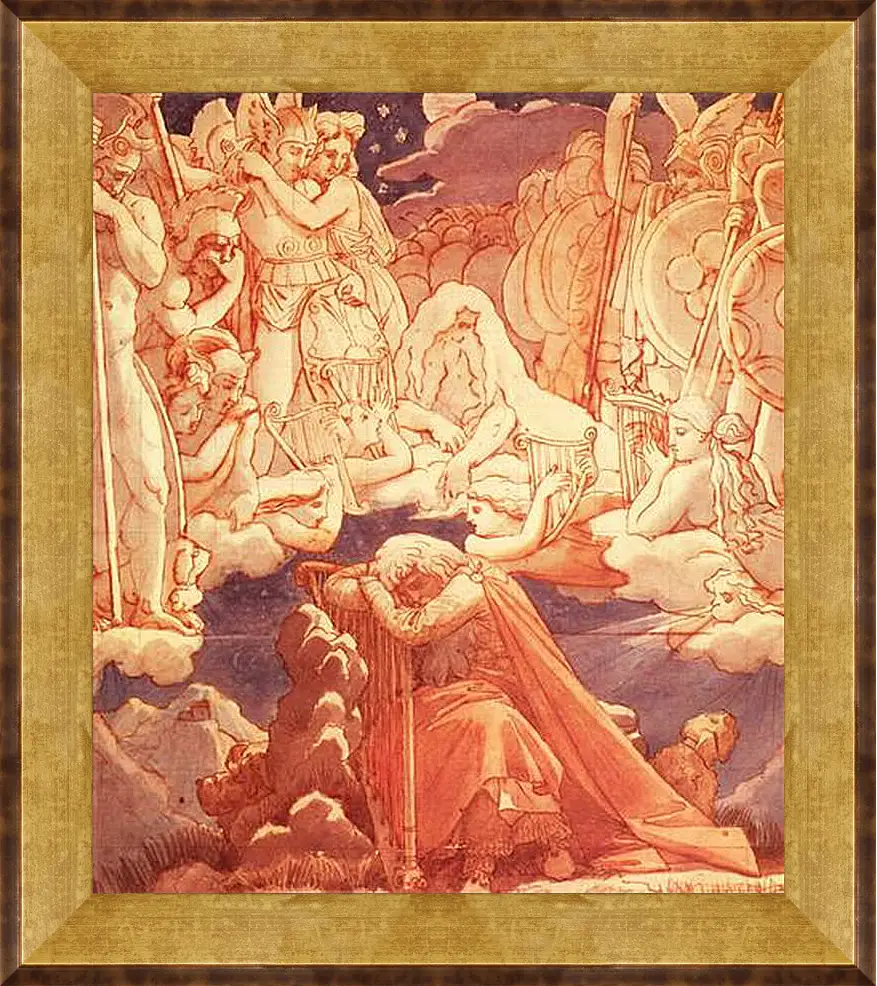 Картина в раме - The Dream of Ossian. Жан Огюст Доминик Энгр