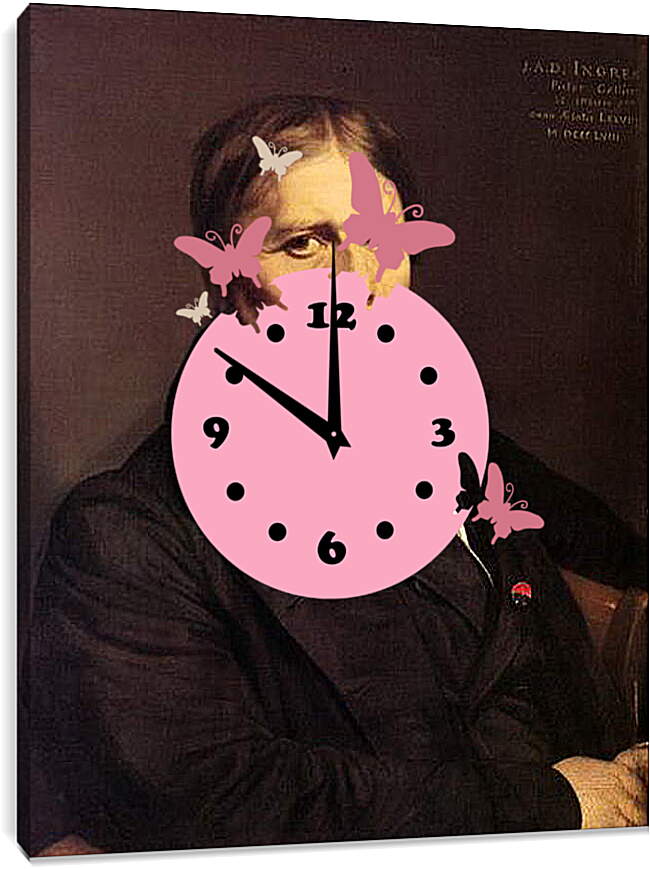 Часы картина - Self-Portrait at Seventy Eight. Жан Огюст Доминик Энгр
