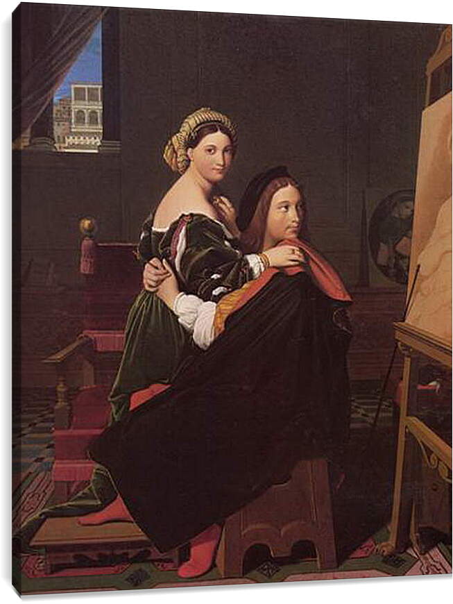 Постер и плакат - Raphael and the Fornarina. Жан Огюст Доминик Энгр
