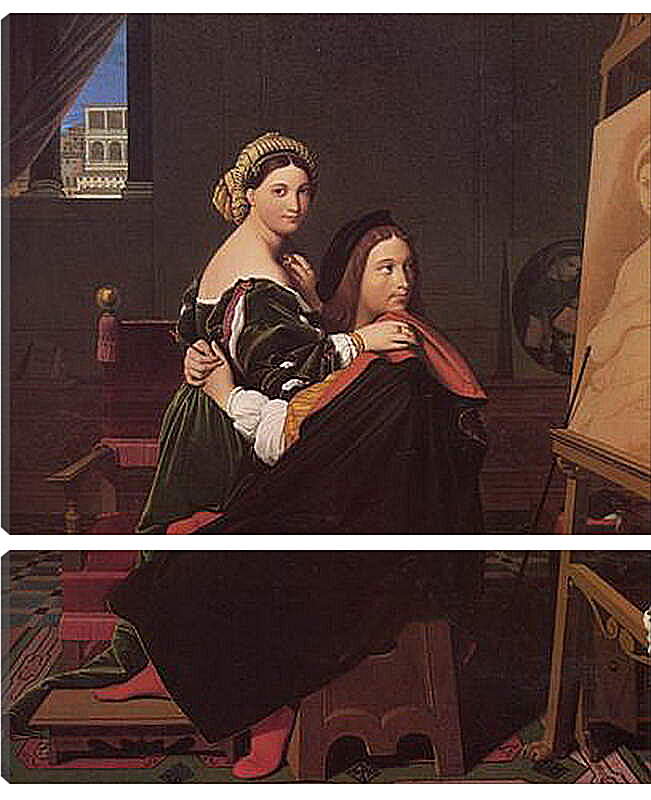 Модульная картина - Raphael and the Fornarina. Жан Огюст Доминик Энгр
