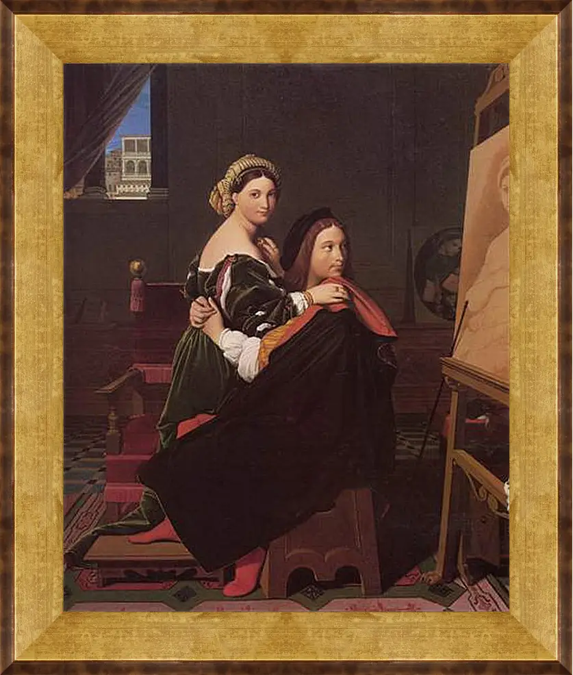 Картина в раме - Raphael and the Fornarina. Жан Огюст Доминик Энгр