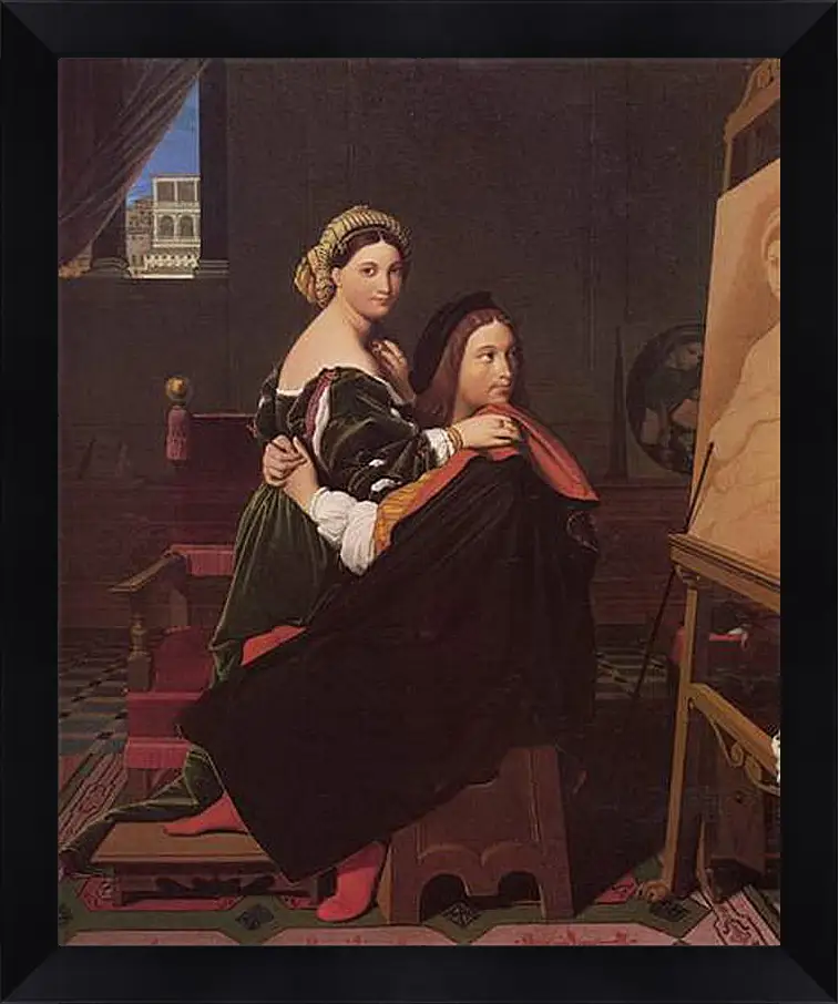 Картина в раме - Raphael and the Fornarina. Жан Огюст Доминик Энгр
