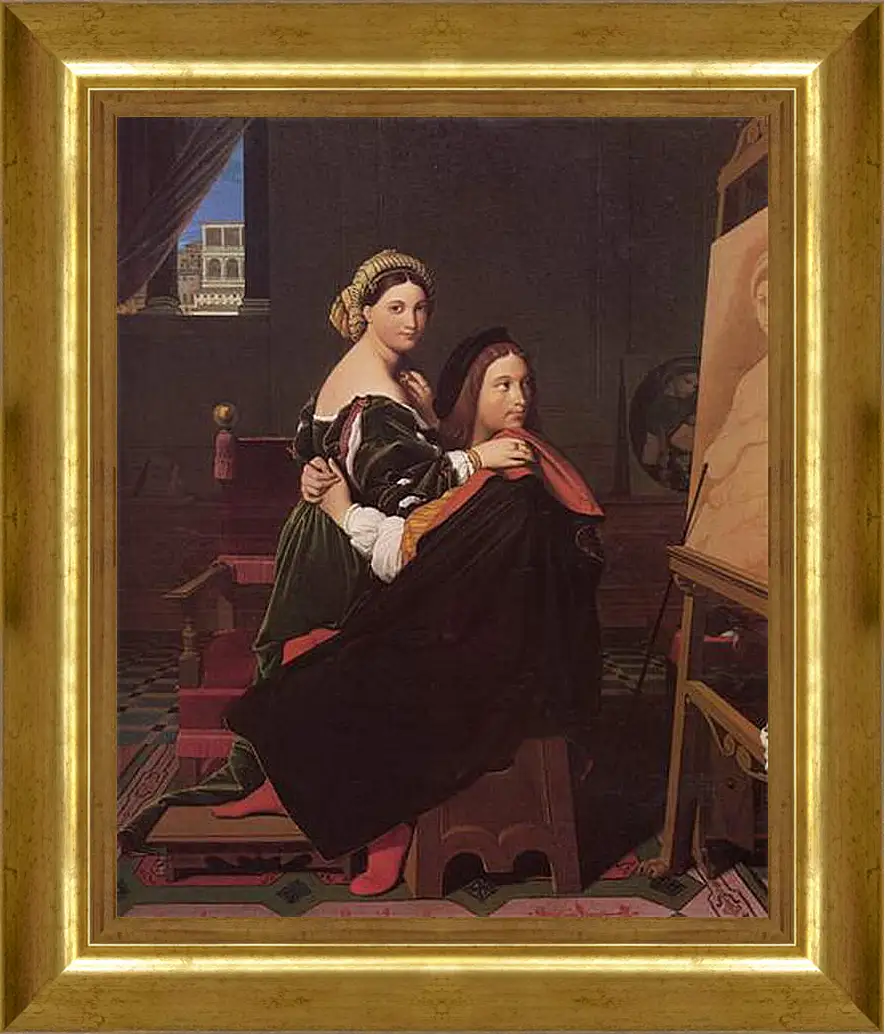 Картина в раме - Raphael and the Fornarina. Жан Огюст Доминик Энгр