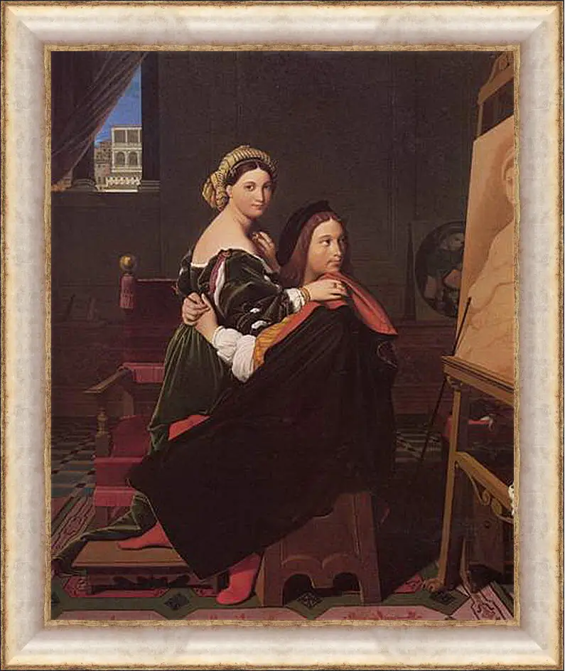 Картина в раме - Raphael and the Fornarina. Жан Огюст Доминик Энгр