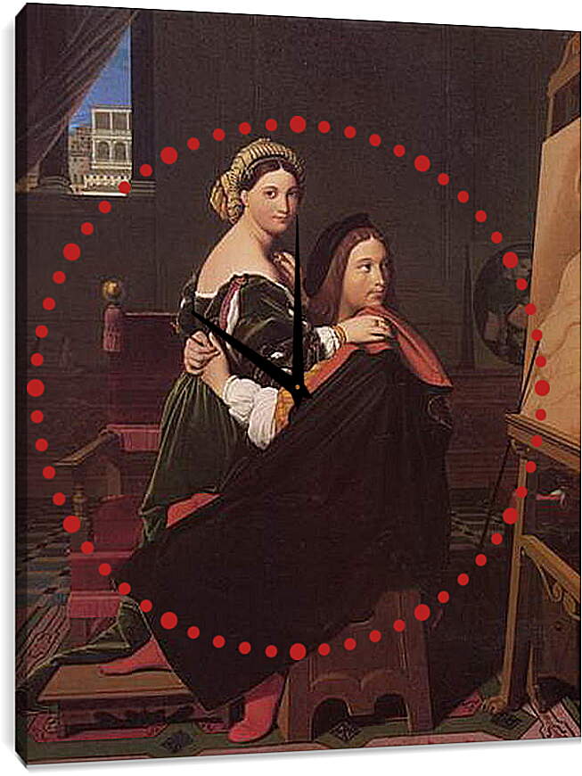 Часы картина - Raphael and the Fornarina. Жан Огюст Доминик Энгр
