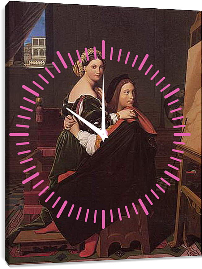 Часы картина - Raphael and the Fornarina. Жан Огюст Доминик Энгр
