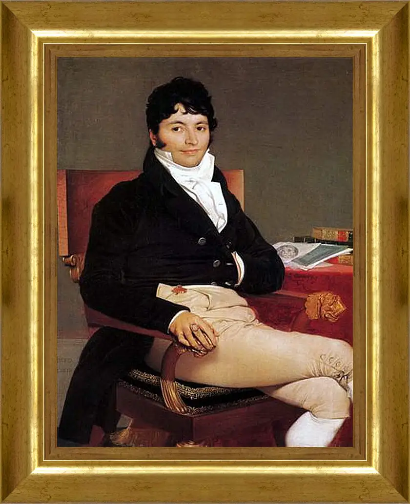 Картина в раме - Portrait of Philibert Riviere. Жан Огюст Доминик Энгр