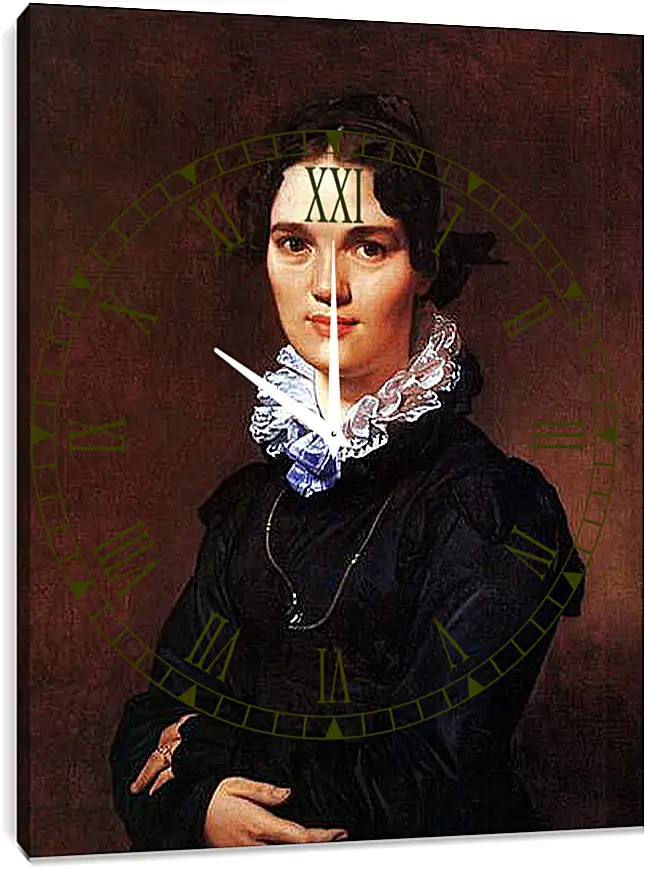 Часы картина - Portrait of Madmoiselle Jeanne Suzanne Catherine Gonin. Жан Огюст Доминик Энгр