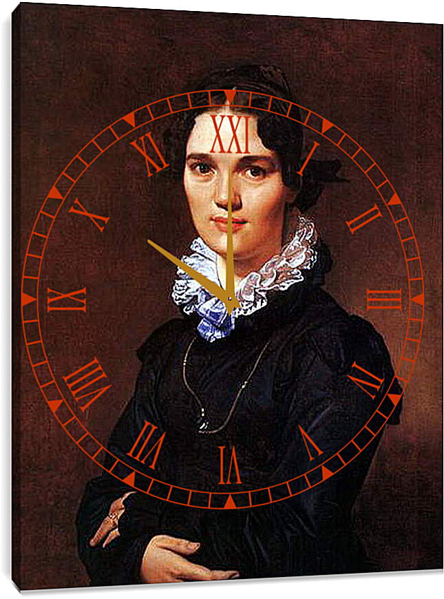 Часы картина - Portrait of Madmoiselle Jeanne Suzanne Catherine Gonin. Жан Огюст Доминик Энгр
