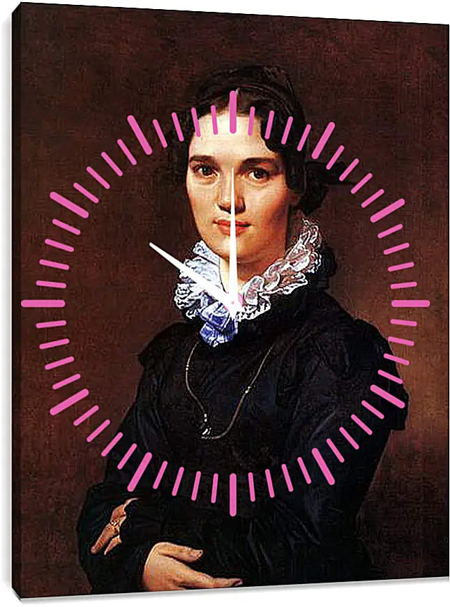 Часы картина - Portrait of Madmoiselle Jeanne Suzanne Catherine Gonin. Жан Огюст Доминик Энгр