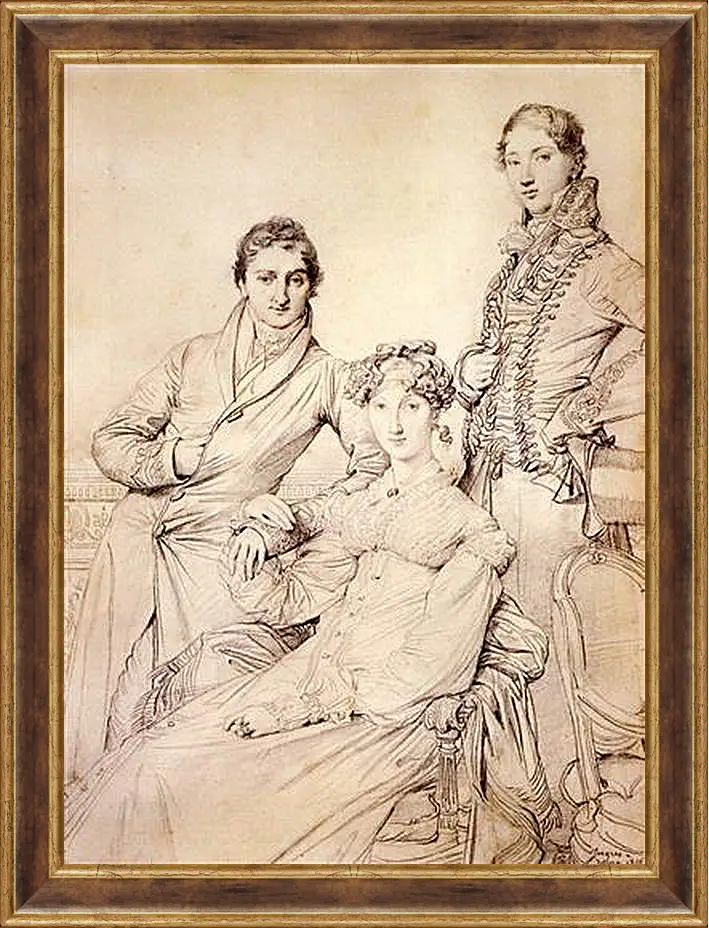 Картина в раме - Portrait of Joseph Woodhead and His Wife. Жан Огюст Доминик Энгр
