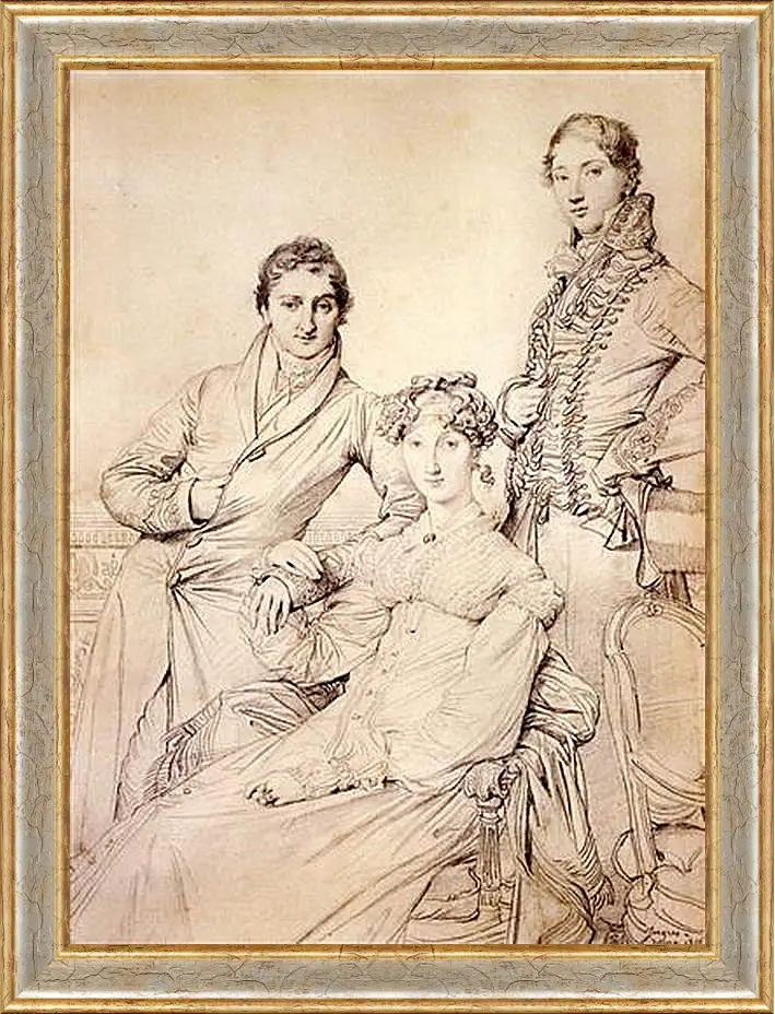 Картина в раме - Portrait of Joseph Woodhead and His Wife. Жан Огюст Доминик Энгр
