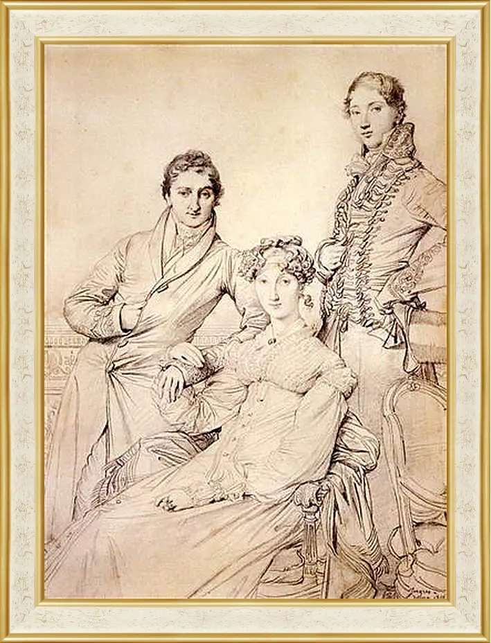 Картина в раме - Portrait of Joseph Woodhead and His Wife. Жан Огюст Доминик Энгр