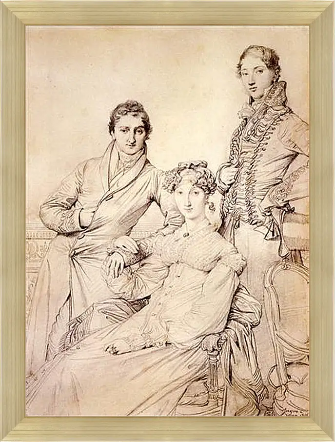 Картина в раме - Portrait of Joseph Woodhead and His Wife. Жан Огюст Доминик Энгр