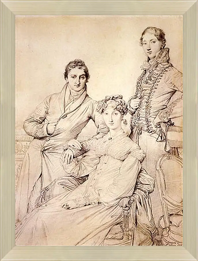 Картина в раме - Portrait of Joseph Woodhead and His Wife. Жан Огюст Доминик Энгр