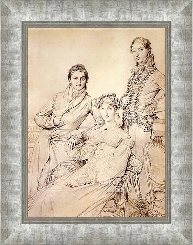 Картина в раме - Portrait of Joseph Woodhead and His Wife. Жан Огюст Доминик Энгр