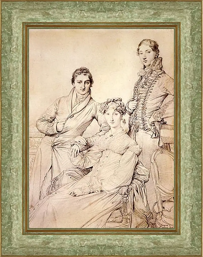 Картина в раме - Portrait of Joseph Woodhead and His Wife. Жан Огюст Доминик Энгр