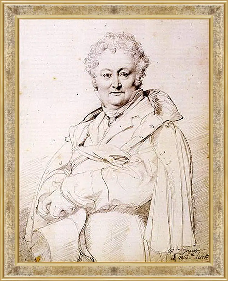 Картина в раме - Portrait of Guillaume Guillon Lethiere. Жан Огюст Доминик Энгр