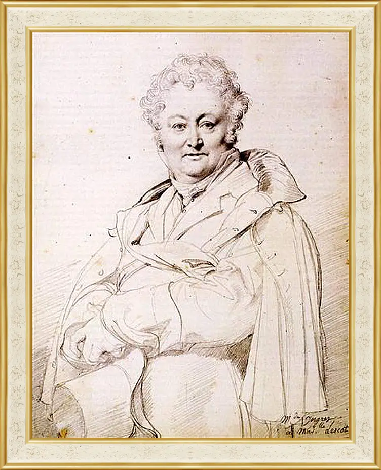 Картина в раме - Portrait of Guillaume Guillon Lethiere. Жан Огюст Доминик Энгр
