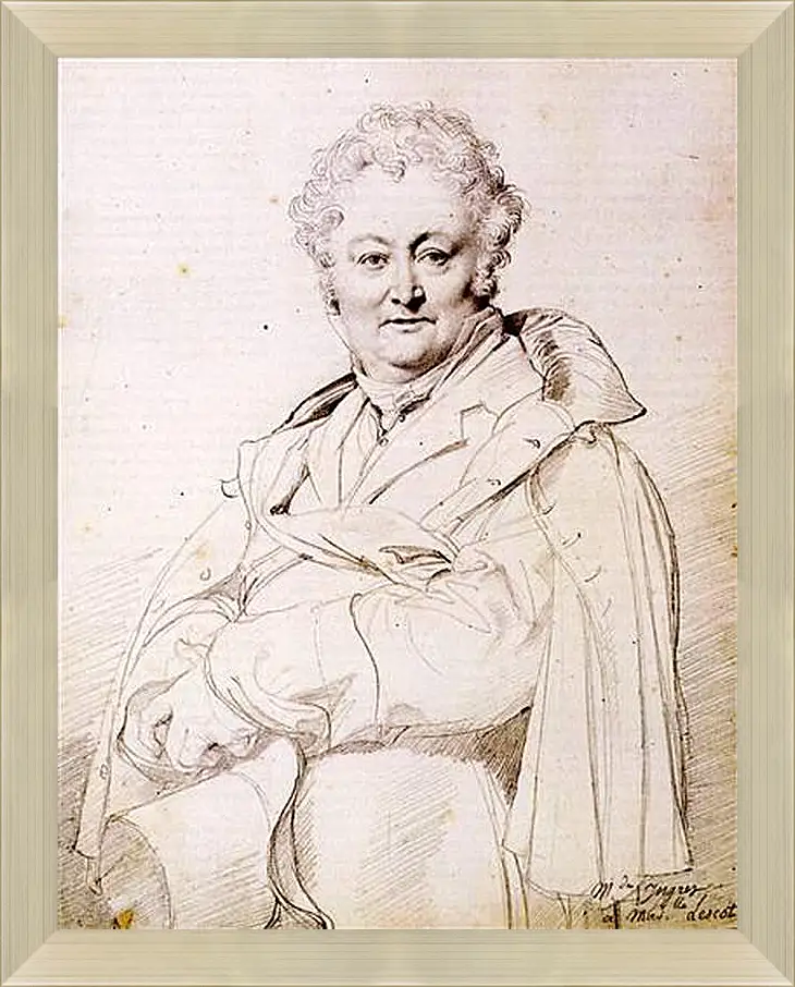 Картина в раме - Portrait of Guillaume Guillon Lethiere. Жан Огюст Доминик Энгр