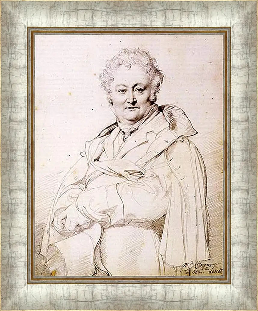 Картина в раме - Portrait of Guillaume Guillon Lethiere. Жан Огюст Доминик Энгр