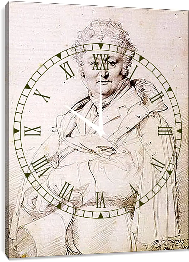 Часы картина - Portrait of Guillaume Guillon Lethiere. Жан Огюст Доминик Энгр
