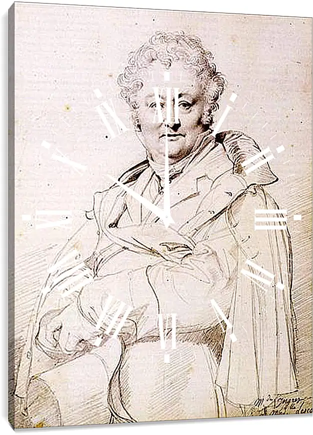 Часы картина - Portrait of Guillaume Guillon Lethiere. Жан Огюст Доминик Энгр