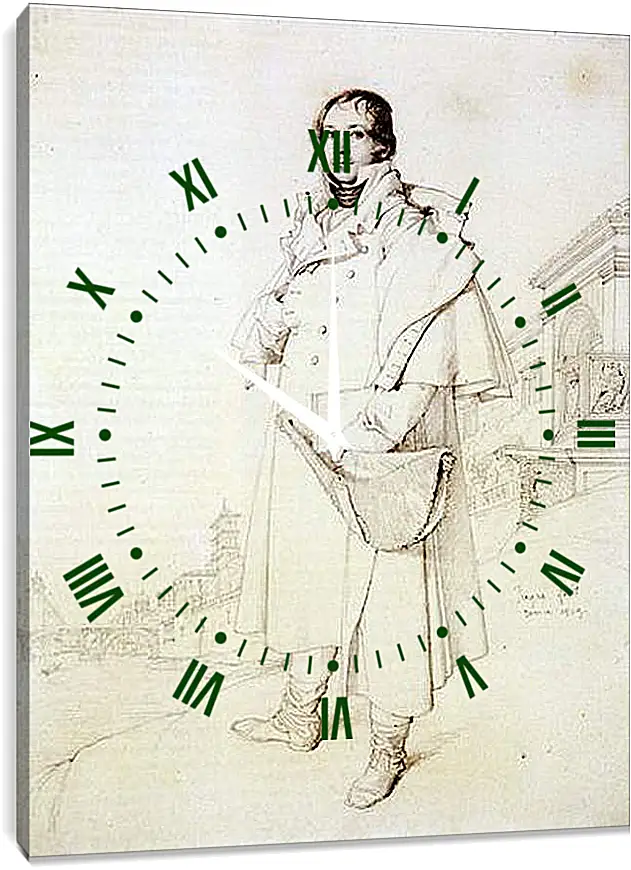 Часы картина - Portrait of Charles Francois Mallet. Жан Огюст Доминик Энгр