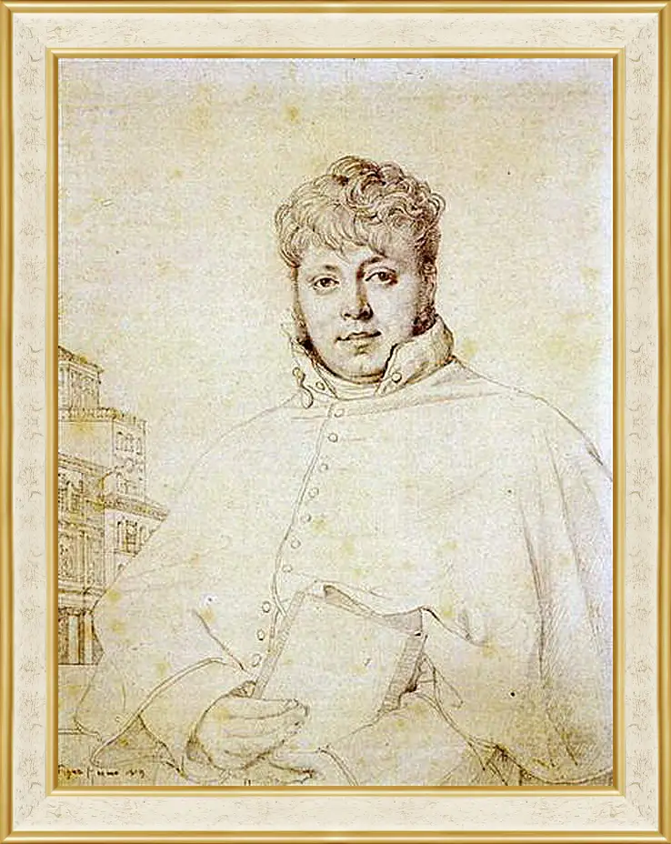 Картина в раме - Portrait of Auguste Jean Marie Guenepin. Жан Огюст Доминик Энгр