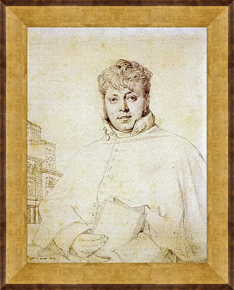 Картина в раме - Portrait of Auguste Jean Marie Guenepin. Жан Огюст Доминик Энгр
